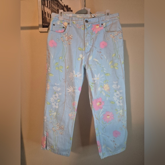Bill Blass Light Blue Floral Jeans - Picture 1 of 6